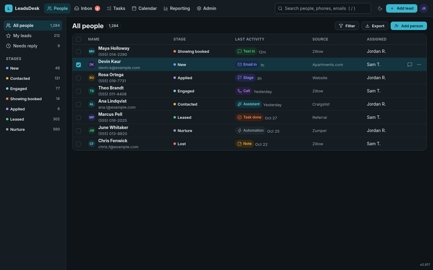 People list redesigned, dark